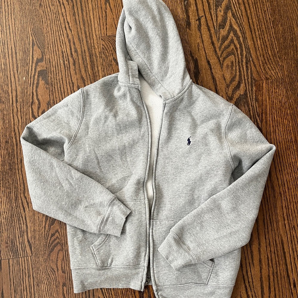 Grey Ralph Lauren Zip-Up Hoodie